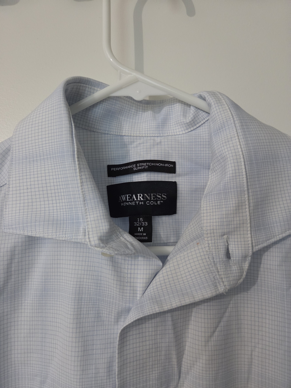 Kenneth Cole light blue micro-check dress shirt